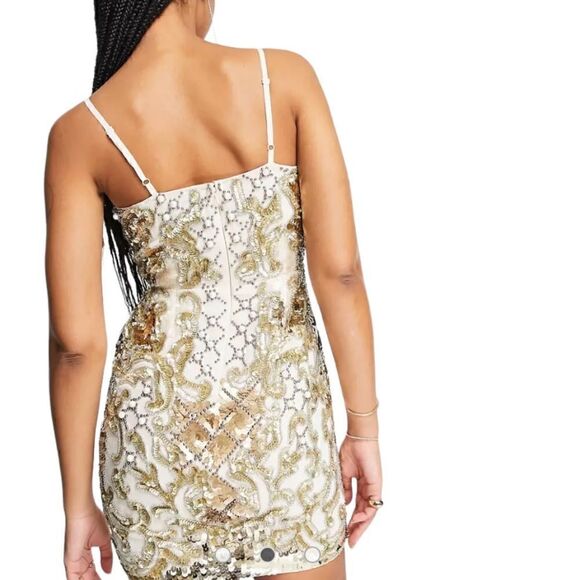 Asos Design Edition Pearl Placement Cami Mini Dress | Size 6 - Picture 11 of 12